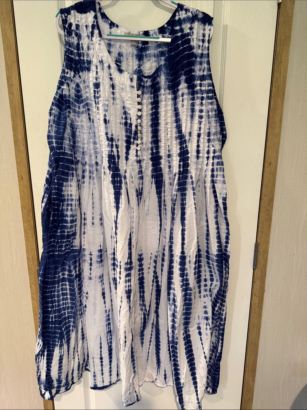 Woman Within Navy and White Tie-Dye Midi Dress